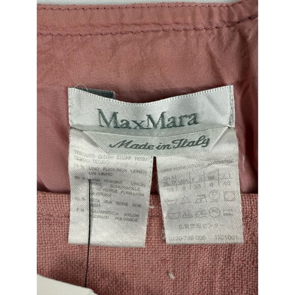 Max Mara Linen Wool Silk Square Neck Pink Sleeveless Pockets Shift Dress Size 6 - Picture 6 of 6